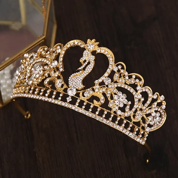 Vintage Zlato Tiaras A Koruniek Pre Svadobné Doplnky Do Vlasov Kráľovná Krásne Ženy Smrť Crystal Drahokamu Vlasy, Šperky
