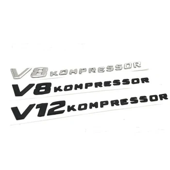 ABS 3D Písmená Znak V8 KOMPRESSOR V12 KOMPRESSOR na Mercedes Benz Auto Styling Strane Fender Logo Nálepky Chróm Matný Čierny