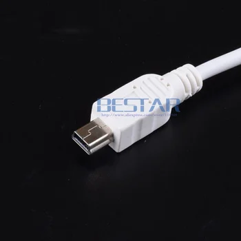 Biela DC napájací konektor MINI USB 5pin 5P muž previesť na USB 2.0 samec Konektor s káblom konektor pre nabíjanie nabíjací kábel 1m 3 FT