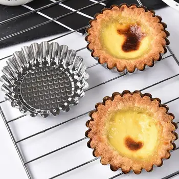 12PCS Uhlíkovej Ocele Vajcia Koláč Pohár Opakovane Mini Tortu Pan Pečenie Formy Tartlet Formy Cookie Muffin Cupcake Formy Pečenie