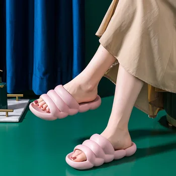 Cloud papuče žena lete domáce vnútorné tiché sandále a papuče krok na hovno pocit, non-slip mäkké dno podporu papuče