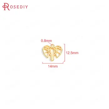 (35705)10PCS 14x12.5MM 24K Gold Farbe Mosadze Slon Charms Prívesky Vysokej Kvality Diy Šperky Zistenia Príslušenstvo