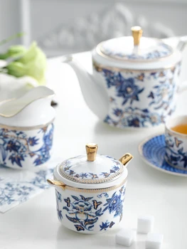 Európska Luxusné Čína Kosti Keramické Popoludní Káva, Čaj Sada Riadu British Sugar Bowl Mlieko Šálka Kávy Riadu Hrniec Čaju