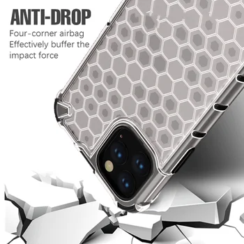 Airbag Shockproof Brnenie puzdro Pre iPhone 13 12 11 Pro Max Mini Xr X XS 7 8 Plus Luxusné Honeycomb Transparentné Pevný Silikónový Kryt