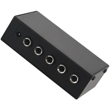 5X Eú Zástrčku,Ha400 Ultra-Kompaktný 4 Kanály Mini Audio Stereo Slúchadlový Zosilňovač S napájacím Adaptérom Čierna