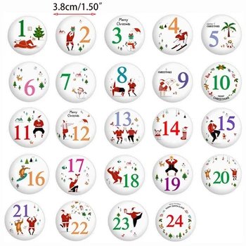 Nové 24Pcs Veselé Vianoce Tlačidlo Kolíky Adventných Kalendárov Čísla Štítok Plastové Odznaky Brošňa pre KUTILOV, Vianoce, Darček Taška Dekorácie
