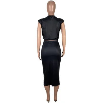 Ženy Sukne Dve 2 Dielna Sada Streetwear Módy Plodín, Topy a Midi Sukne Zodpovedajúce Nastavenie Klasické Oblečenie 2021
