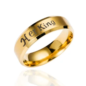 Pár krúžok Kráľovnej a Kráľa 316L Nerezovej ocele, snubné prstene, zlatá farba výročie zapojenie sľub krúžky