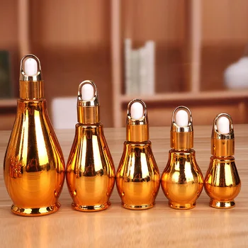 Kvapkadla Fľaša Zlatá Sklo 10 ml-100 ml Činidla Oko Kvapkadla Lageniform Aromaterapia Kvapaliny Pipety Esenciálny Olej Naplniteľné Fľaše
