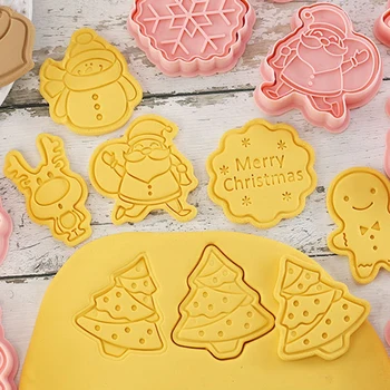 8 Ks/Set DIY Cartoon Biscuit Plesne Vianočné Cookie Frézy Formy PP Plastu Pečenie Plesne Cookie Nástroje Cake Zdobenie Nástroje