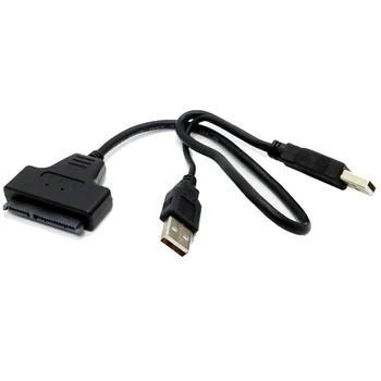 2 porty, Čierny USB 2.0 / SATA 22 Pin 7+15 Kolíkový Adaptér Kábel pre 2.5