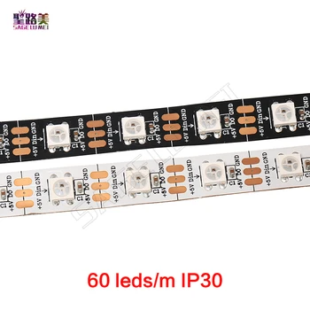 1m 5m DC5V WS2812B WS2812 Led Pixel Pásy Individuálne Adresovateľné Smart RGB Led Pásy Svetla Páska Čierna Biela PCB IP30/65/67