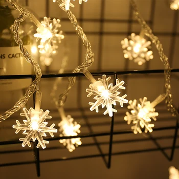 10M Vianočné Girlandy LED Záves Snowflake Tvar String Svetlá Batérie Powered Záhrada Street Vonkajšie Ozdobné Svetlo Dovolenku