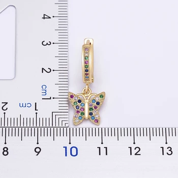 Kórejský Nové Módne Luxusné Motýľ Tvar Náušnice Zirkón Rainbow Farba Bránka Visieť Earings Šperky Pre Ženy Roztomilý Darček K Narodeninám