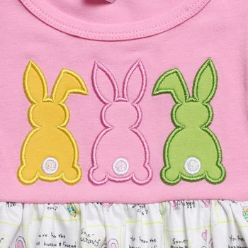 Veľkonočné Oblečenie Pre Dievčatá Ružové Farebné Kvetinové Bunny Tričko Bez Rukávov T + Kvetinový Multi Šortky Detské Nastaviť Pre 1-7 Rokov Dievča