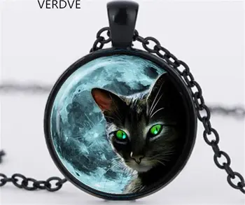 Mačka prívesok sklo retro náhrdelník šperky darček náhrdelník deti šperky