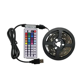 5V RGB LED Pásy Svetla, 5m 10m USB, Diaľkové Ovládanie SMD 5050 LED Svetlá Páska Podsvietenie Pre TV Dovolenku Dekor 0.5/1/2/3m Black PCB