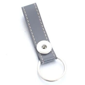 Nový Modul Tlačidlo Keychain PU Kožené Snap kľúčenky DIY Šperky Nosenie 18 mm Modul Tlačidiel Charms Keyring pre Ženy Príslušenstvo