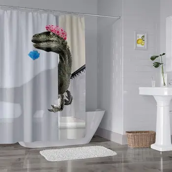 Roztomilý Dinosaurus Nepremokavé Sprchový Záves Veľkosť Voliteľné Vytlačené Kúpeľňa Opony Polyester Textílie Dekoratívne Sprchový Záves