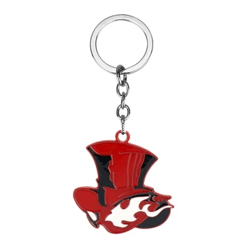 Logo Prívesok Keychain Keyrings Anime Persona 5 Červené Logo Tvar Prívesok Na Kovovej Zliatiny Keyring Choker Upomienkové Darčeky Fox Maska Deco