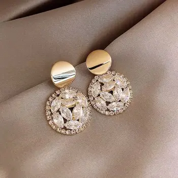 Luxusné Drahokamu Geometrické Drop Náušnice pre Ženy, Dievčatá 2020 Nové Bijoux Kolo Visieť Náušnice Strany Šperky Dary Zlato Trendy
