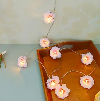 Nové ružové handričkou Cherry Blossom dekoratívne lampy string kvet tvar LED reťazec lampa