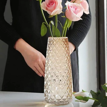 HOT PREDAJ Dekoratívne Sklenené Vázy Krištáľovo čisté Moderné Flower Decor Váza Pre Domáce Kancelárie Stola Polica