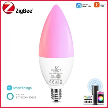 ZigBee 3.0 Smart LED Svetlo Sviečky Žiarovka Pro 4 W RGB E14/E12 Domáce Čítanie Pre Tuya Inteligentný Život APP RF Control Podporu Alexa SmartThings