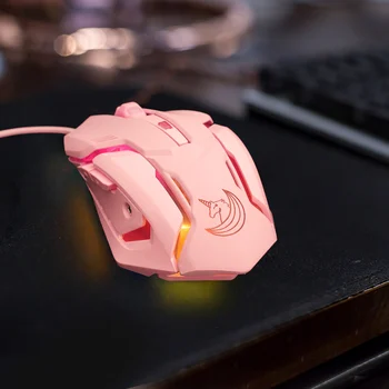 Káblové Ružová Hernej Myši 3200dpi Jednorožec Podsvietenie Vnútorné Štýlový Krásne 4 Úrovne DPI Káblové Ženy Myši pre Office Hry Darček