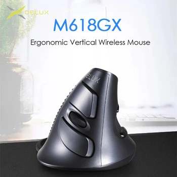 Delux M618 GX Ergonomické Vertikálne Bezdrôtový Uchopenie Myši Optické Anti-myš strane PC Úrad myši