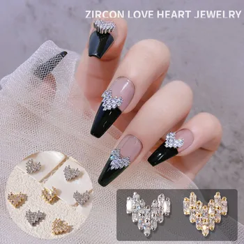 2 Ks Kúzlo Lesklé Zirkón Crystal 3D Nail Art, Ozdoby Srdce Zliatiny Luxusné Šperky Manikúra Dizajn Príslušenstvo