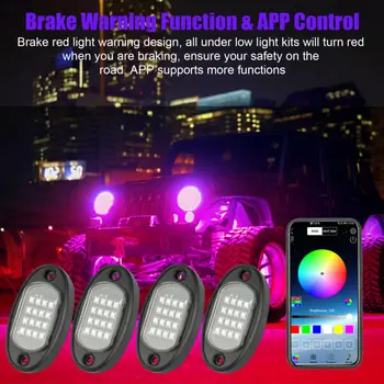 4 Struky RGB LED Rock Svetlá Auta ATV Offroad Podvozok Neon Diaľkové Ovládanie Hudby Multi-Farebné Voiture Led Svetlá na Čítanie Svetlo