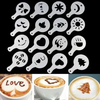 16Pcs/set Jednoduché Módy Cappuccino Káva Latte Barista Šablóny Šablóny Strew Pad Toaletný Sprej Gusto Nespresso Zavarnik Nástroje