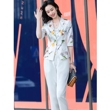 Vytlačené malé sako ženy 2021 jar a v lete nový kórejský štýl, módne slim temperament krátke ležérne sako