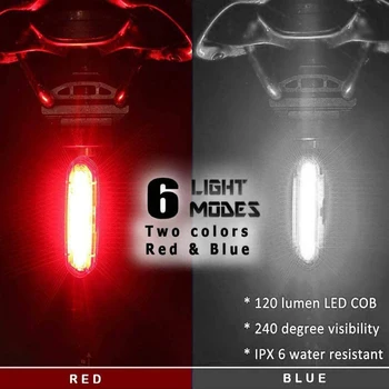 Deemount Nabíjateľná 120LM COB LED USB Horský Bicykel zadné Svetlo zadné svetlo MTB Bezpečnostné Upozornenie Bicykel Zadné Svetlo Požičovňa Lampa