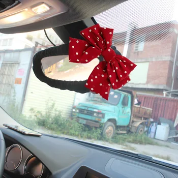 Roztomilý Red Dot Bowknot Univerzálny Auto Radiacej Páky Ručnej Brzdy Kryt Zrkadla Prípade Plyšové Pásov Pad Ženy Auto Interiérové Doplnky