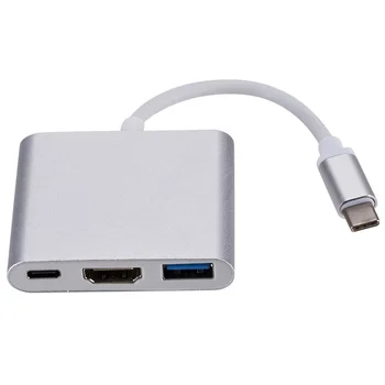 USB 3.1 Prevodník Usb C, HDMI Typu C, Hdmi Adaptér 3 v 1 Typ C na hdmi hdmi/USB 3.0/Typ-C Hliníka Pre Apple Macbook adaptér