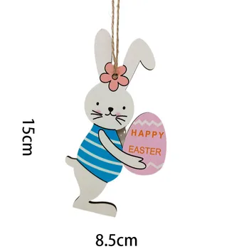 Veselú Veľkú Noc Králik Drevené Remesiel Prívesok Veľkonočné Dekorácie Tvorivé Cartoon Prívesok Drevené Bunny Ornament Zavesenie