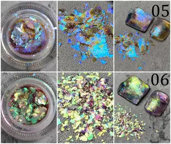 Holografické Crystal Fire Opal Vločky Aurora Nechtov Ice Prášok Crystal Opal Na Nechty, Glitter Prášok Chrome Vločky Flitrami Holografické