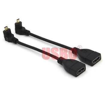 Vysoko kvalitné čierna 0,1 M rovná / koleno zlacený konektor 1.4 Verzia Micro-HDMI samec samica HDMI HD video krátky kábel
