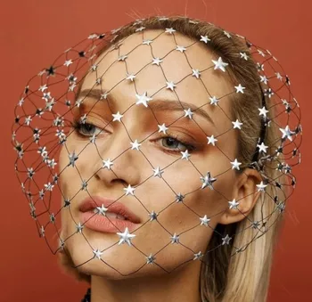 Nové hlavový most pre Svadobné Závoj Crystal Korálkové Birdcage Biela Tvár, Čisté Maska na Vlasy Accessorie Závoje Očarujúce Svadobné Fascinator