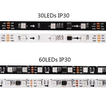 DC12V 5M WS2811 LED Pixel Pásy Svetlo RGB Farebný 5050 Led Pásky Páska Flexibilné Digitálne Adresovateľné LED Pásky 1 Ic Ovládanie 3