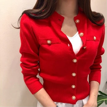 Kórejský Módne dámske Svetre Pletený Sveter Singel svojim Vintage Sveter Slim Zimné Ženy Kabát Elegantné Oblečenie 17260