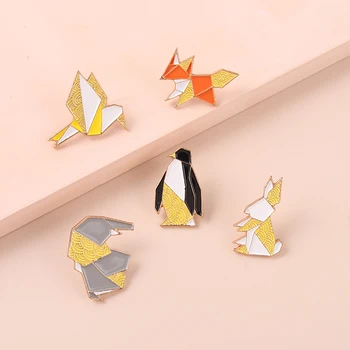 Origami, Roztomilý Zvierat Smalt Kolíky Fox Králik Eagle Penguin Vzor Brošňa Oblečenie, Dekorácie, Doplnky Darček pre Dieťa Priateľovi