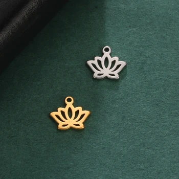 EUEAVAN 10pcs Lotosový Kvet z Nehrdzavejúcej Ocele zobrazili kľúčové tlačidlá pre Šperky Robiť Mini Kúzlo Jogy Prívesok DIY Náramky, Náhrdelník Príslušenstvo