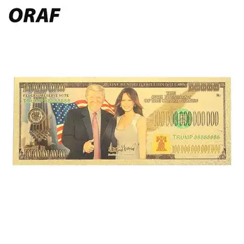 Pamätné Poznámky 10 Miliárd Trump Starožitné Pozlátené Bankovky s Falošnými Peniazmi Zber Realistické 24K Zlatom Dolárov Zlato