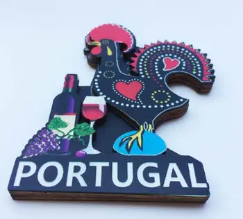 Kreatívne drevené chladnička magnet nálepky, portugalský orientačný bod kohút cestovné suveníry, dekorácie umenie a remeslá strane darček