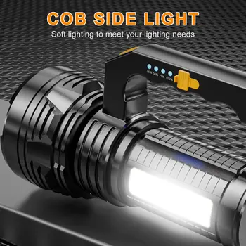 10LED Ultra-svetlý Long-Range Prenosný Reflektor USB Nabíjanie Blesku s KLASU Bočné Svetlo Nepremokavé Rybárske Pracovné Svetlo