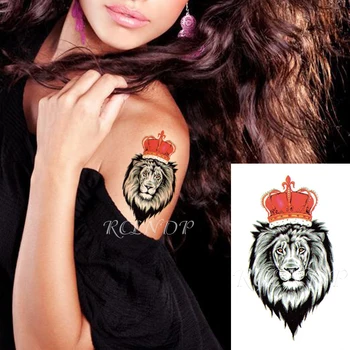 Nepremokavé Dočasné Tetovanie Nálepka lev s korunou tatto nálepky flash tetovanie falošné tetovanie pre dievča ženy