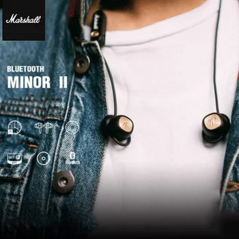 Marshall Minor II Bezdrôtové Bluetooth Slúchadlá Hudbu s Mikrofónom Magnetické Sacie bezdrôtové slúchadlá bluetooth headset